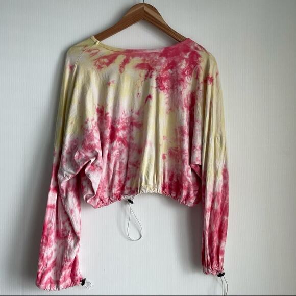 Southern spirit tie dye long sleeve cropped top with drawstring cuffs and hem - Picture 6 of 7